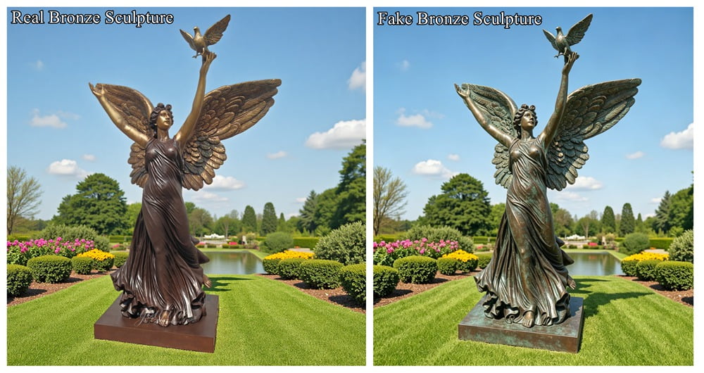 Real Bronze Angel Sculpture and Fake Bronze Angel Sculpture