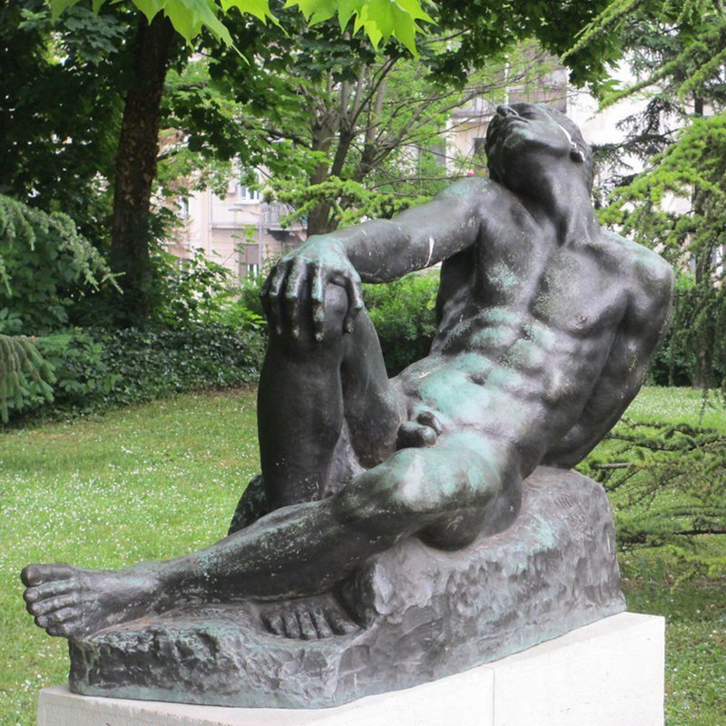 lying bronze man Statue