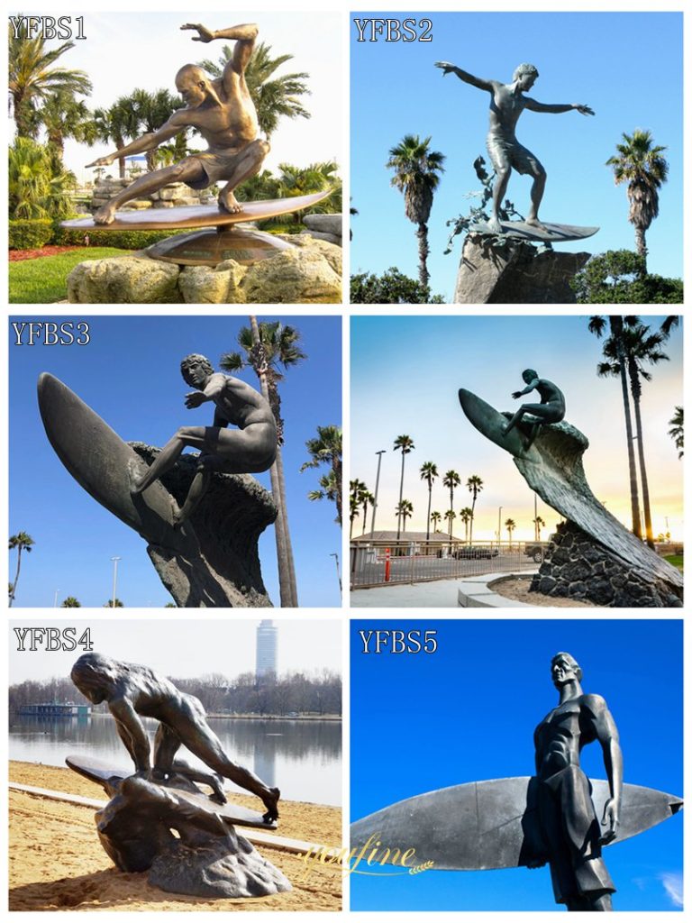 Large Bronze Surfer Statue for Beach BFI-104 - Bronze Sports Statues - 5
