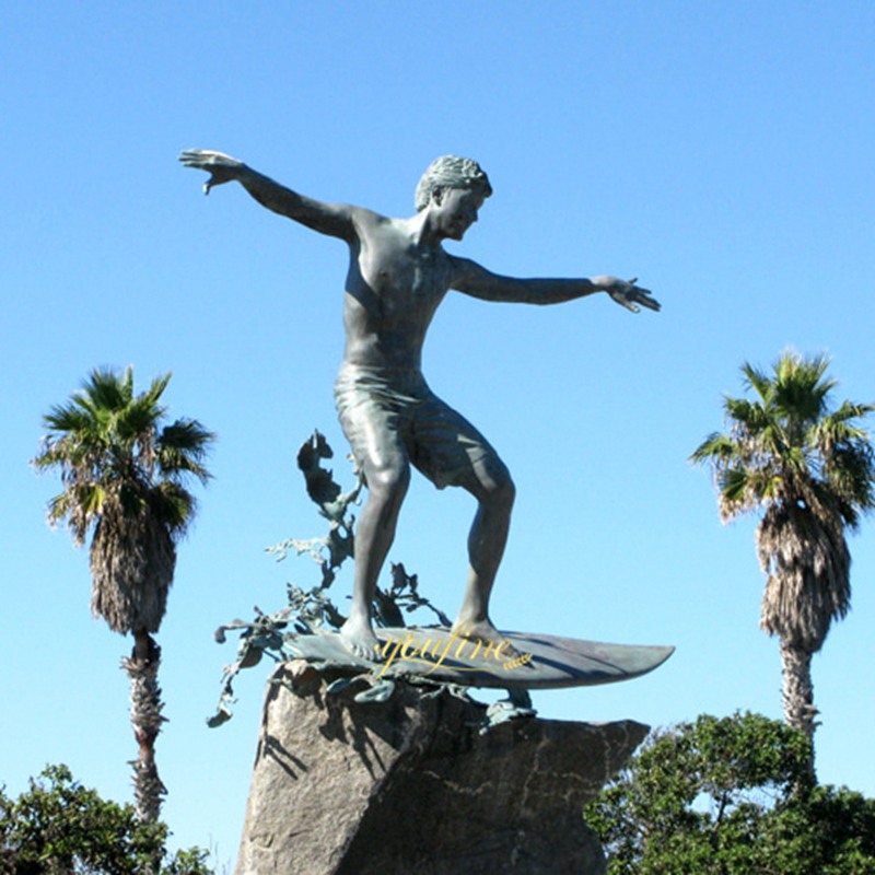 Large Bronze Surfer Statue for Beach BFI-104 - Bronze Sports Statues - 4