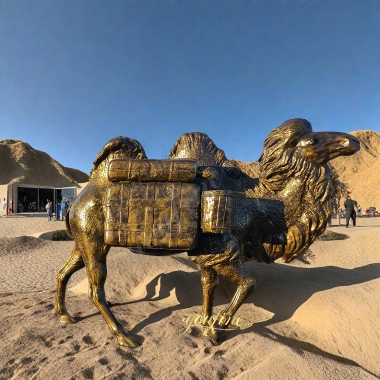 camel carrying goods sculpture