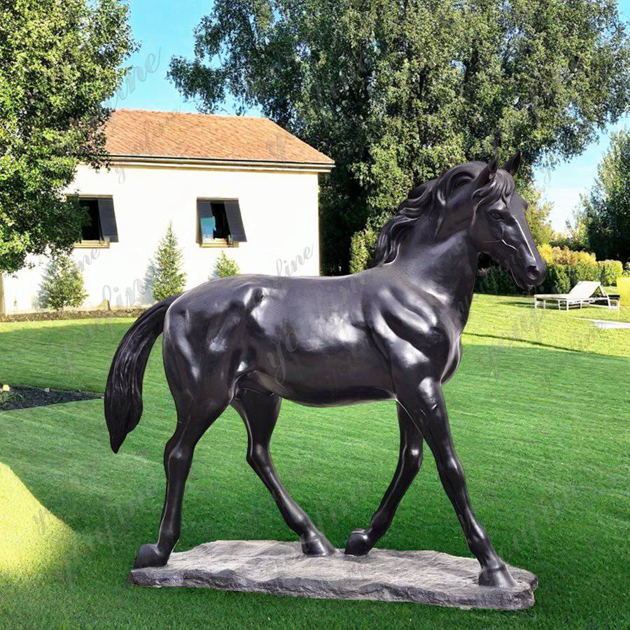 lifesize-black-Standing-Horse-Statue