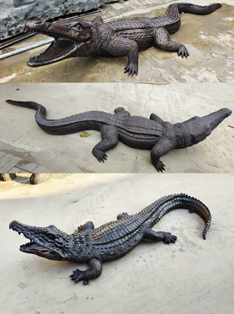 Lifelike Bronze Crocodile Statue BOKK-710 - Bronze Wildlife Sculpture - 3