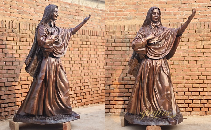 Life Size Bronze Mother Cabrini Statue BCH-023 - Bronze Religious Sculpture - 2