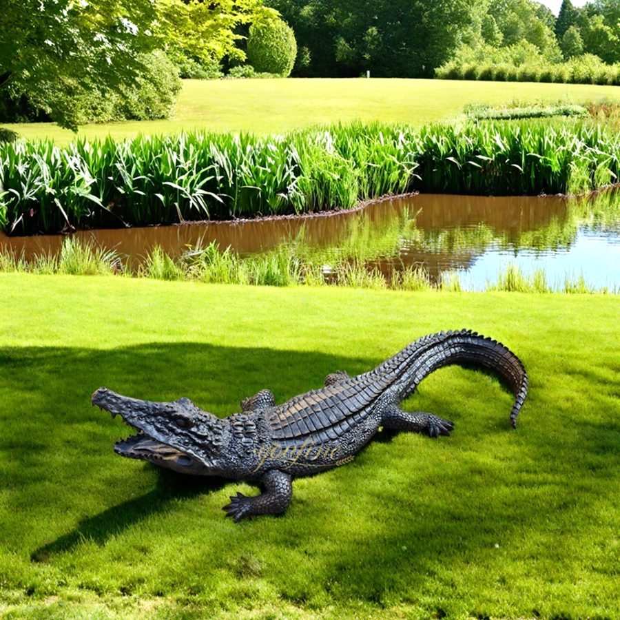 Lifelike Bronze Crocodile Statue BOKK-710 - Bronze Wildlife Sculpture - 2