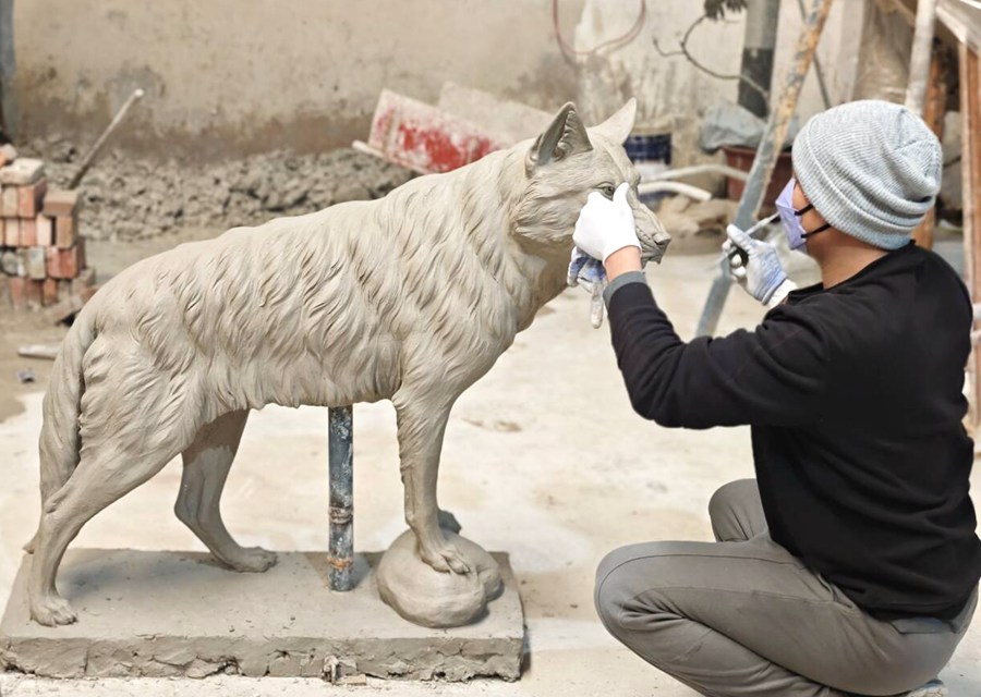 Bronze Standing Wolf Statue for The Yard BAN-394 - Bronze Wolf Statue - 5