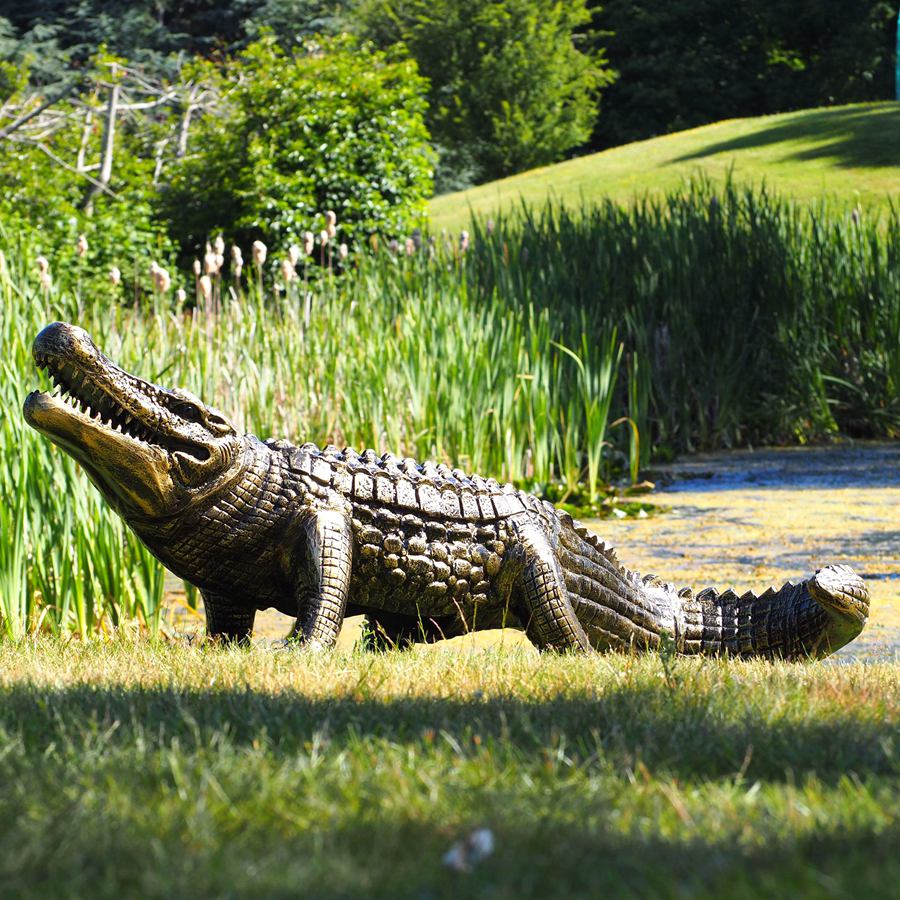 Lifelike Bronze Crocodile Statue BOKK-710 - Bronze Wildlife Sculpture - 5