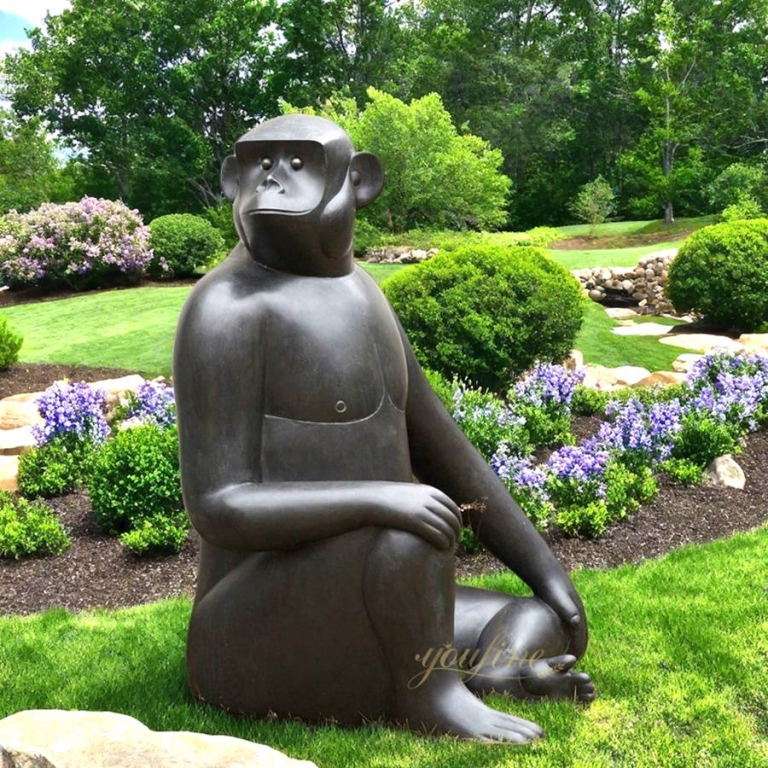 Bronze Sitting Monkey Statue