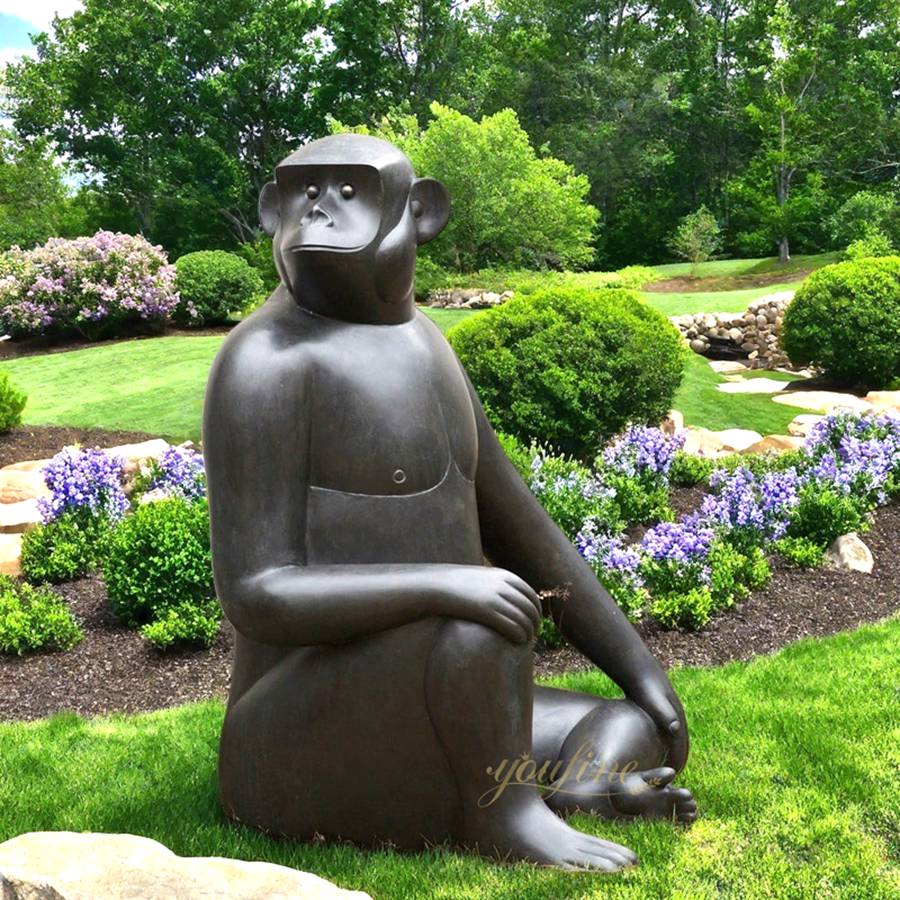 Bronze Sitting Monkey Statue