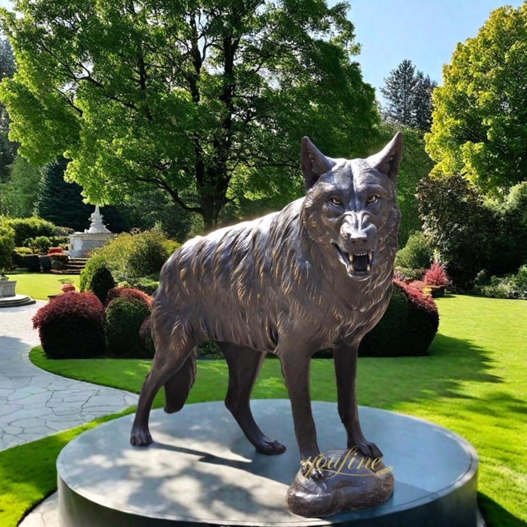 Bronze Standing Wolf Statue