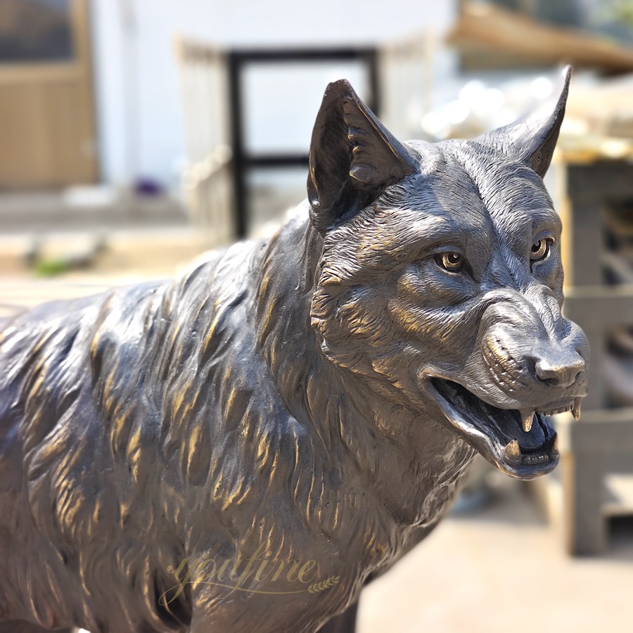 Bronze Standing Wolf Statue for The Yard BAN-394 - Bronze Wolf Statue - 7