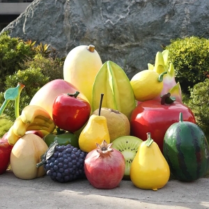 Various Large Fiberglass Fruit Sculptures
