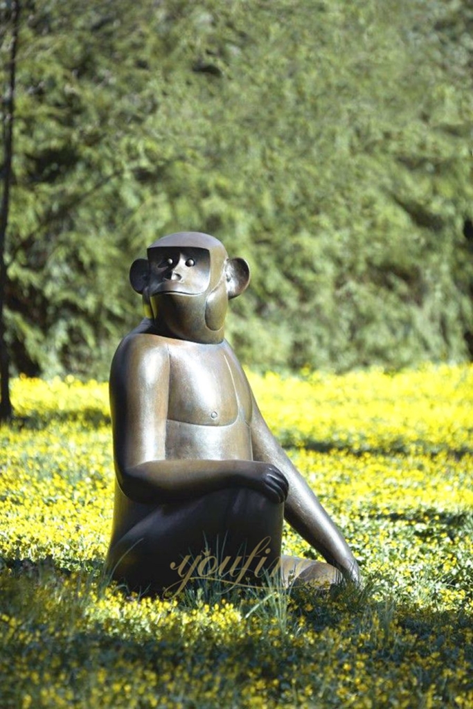 Large Bronze Sitting Monkey Statue BAN-413 - Bronze Monkey Statue - 1