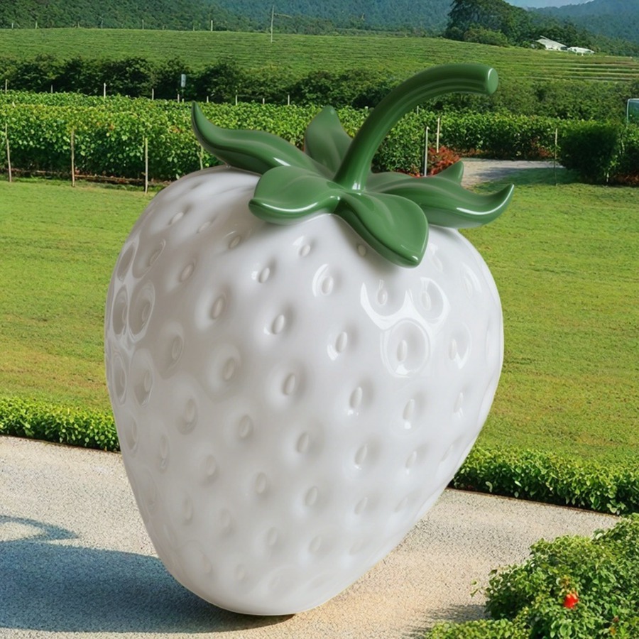 White Fiberglass Strawberry statue art