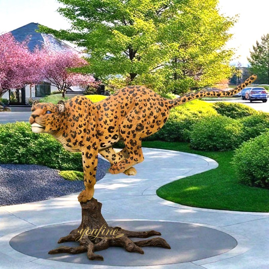 Realistic Running Bronze Cheetah Statue BAN-396 - Bronze Leopard Statues - 1