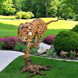 Realistic Running Bronze Cheetah Statue BAN-396