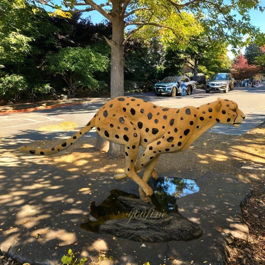 Realistic Running Bronze Cheetah Statue BAN-396 - Bronze Leopard Statues - 4