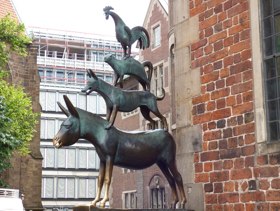 Famous Bronze Town Musicians of Bremen Statue BOKK-804 - Bronze Animal Sculpture - 3
