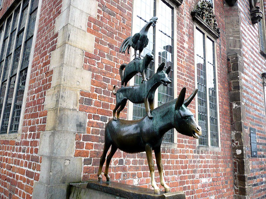 Famous Bronze Town Musicians of Bremen Statue BOKK-804 - Bronze Animal Sculpture - 2