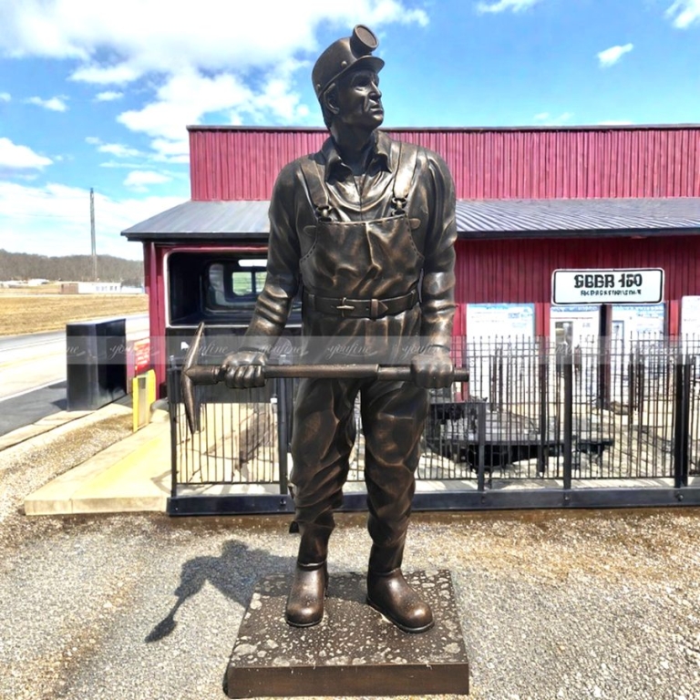 Life Size Bronze Coal Miner Statue