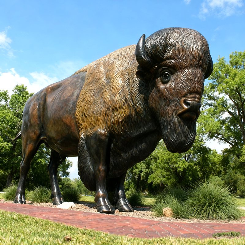 garden lifesize bronze bison sculpture