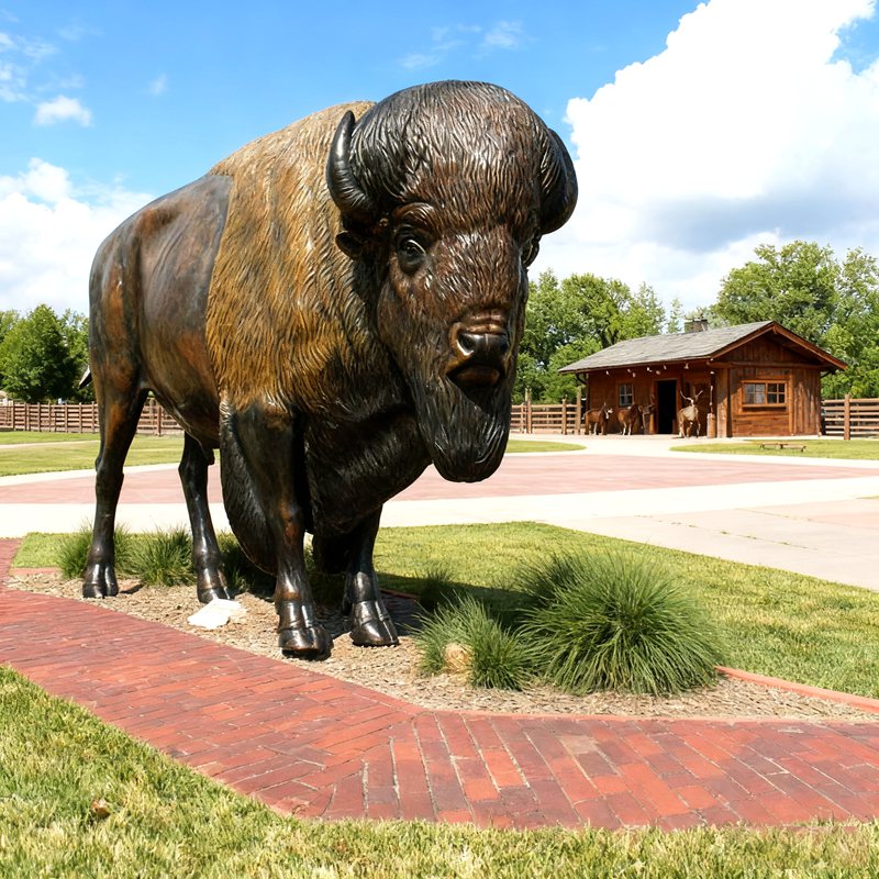 Bronze American Standing Bison Statue for Sale BOK1-004 - Bronze Buffalo Statue - 2