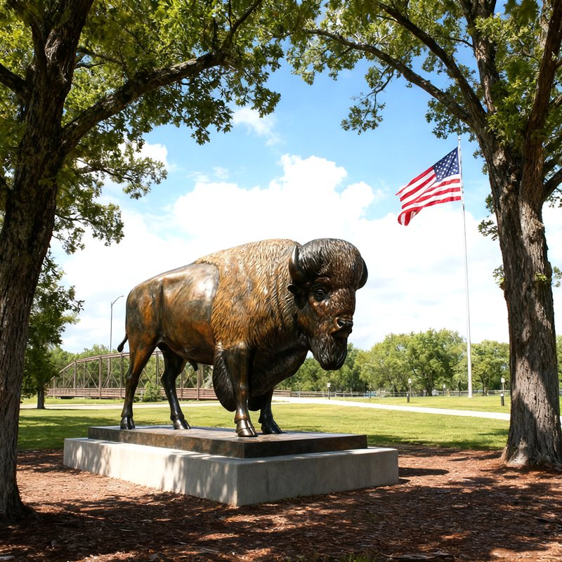 lifesize bronze bison statue