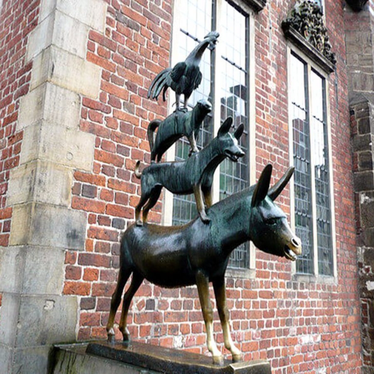 Famous Town Musicians of Bremen animal sculpture