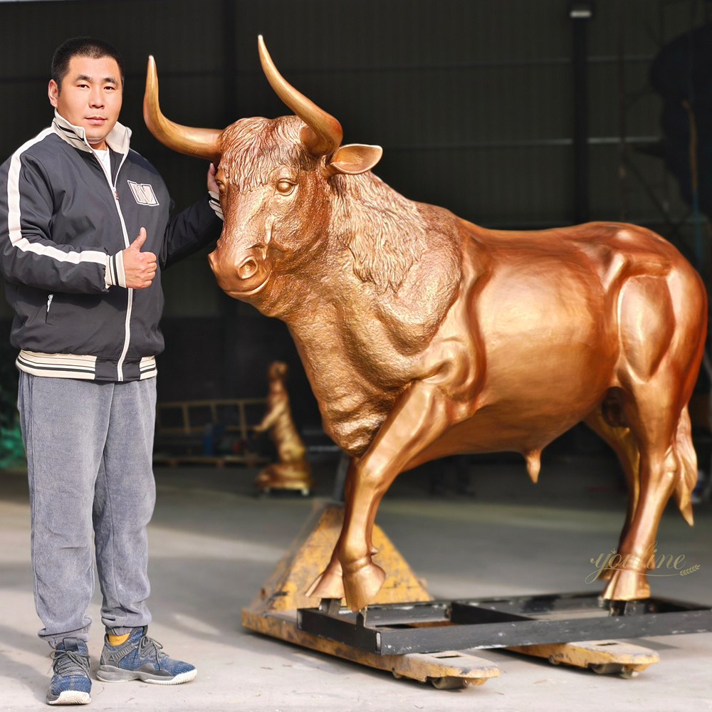 Outdoor Lifelike Bronze Ox statue with our qc manager