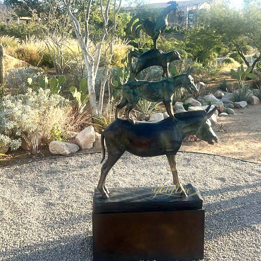 Famous Bronze Town Musicians of Bremen Statue BOKK-804 - Bronze Animal Sculpture - 11
