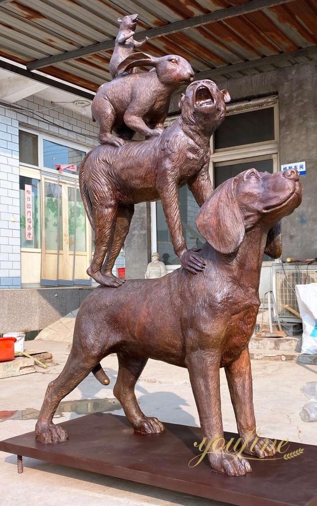Famous Bronze Town Musicians of Bremen Statue BOKK-804 - Bronze Animal Sculpture - 6