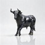dark black highland bull statue