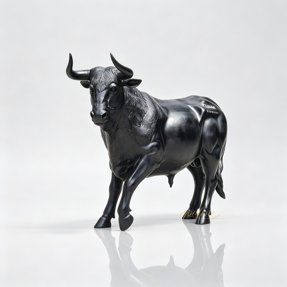 dark black highland bull statue