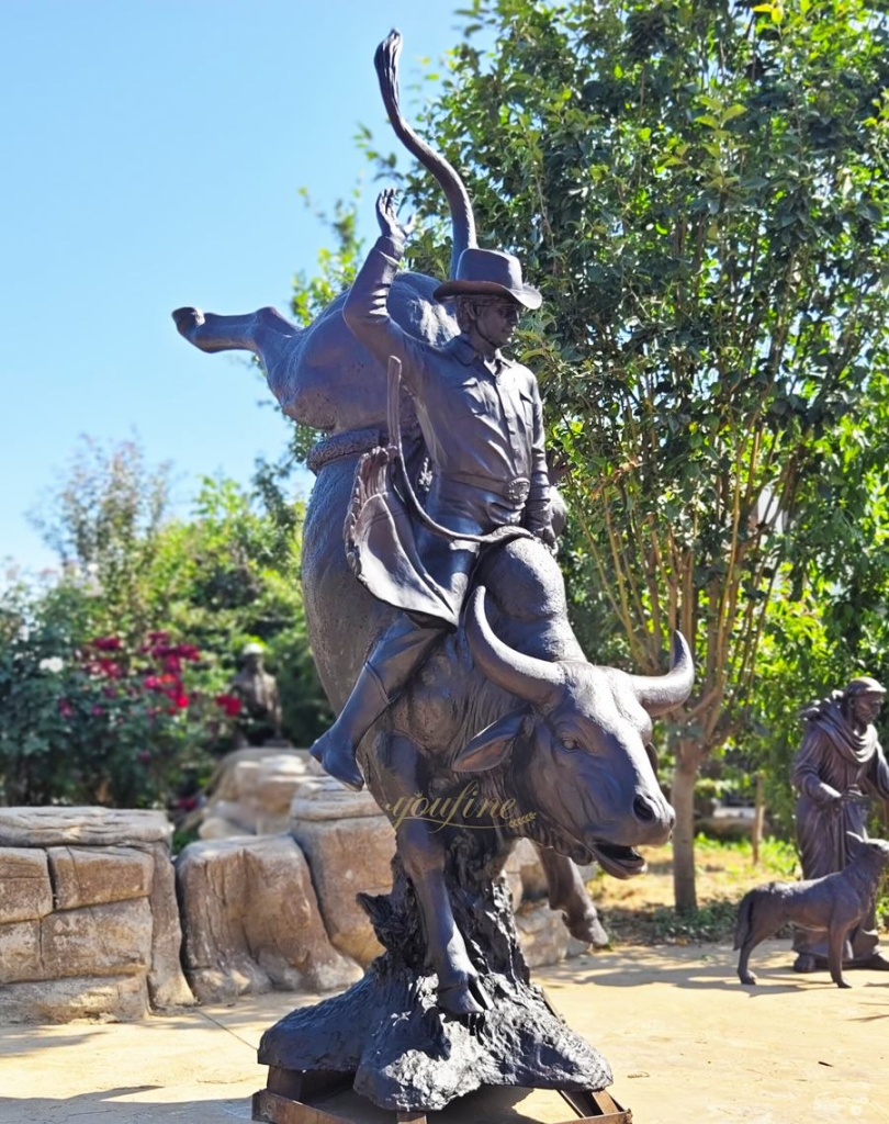 Bull Riding bronze Statue factory supplier