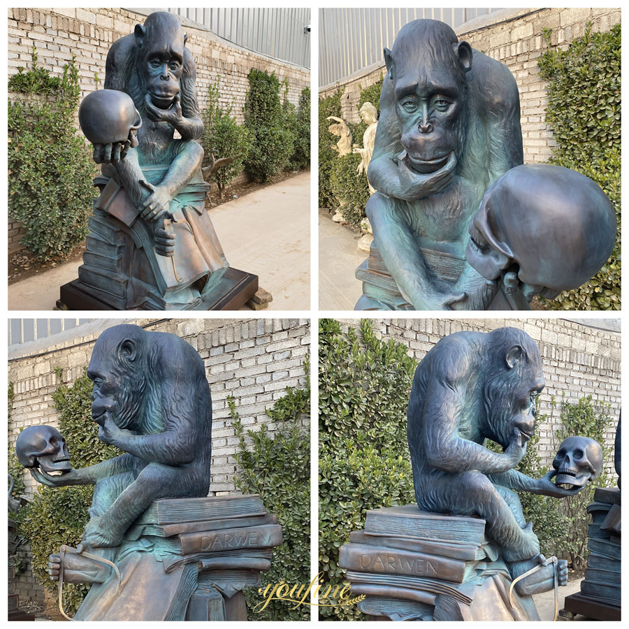 Famous Bronze Life-Size Gorilla Statue for School BOK1-008 - Bronze Monkey Statue - 3