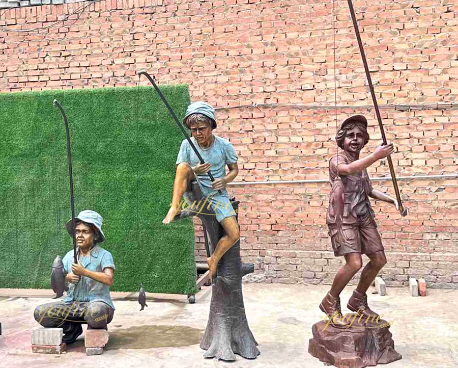 Fishing Child Sculpture