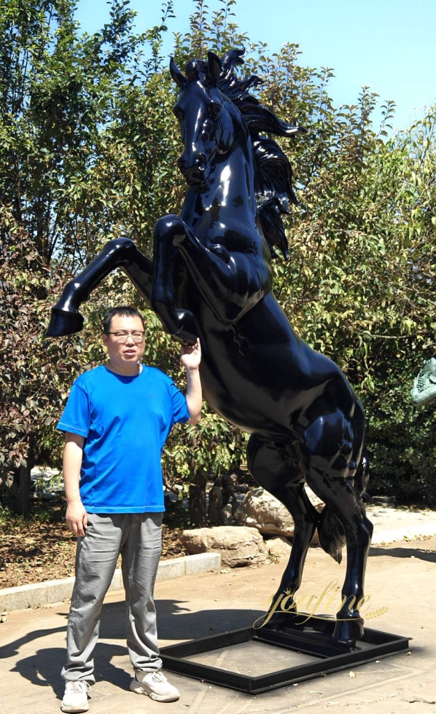 Horses black bronze statue