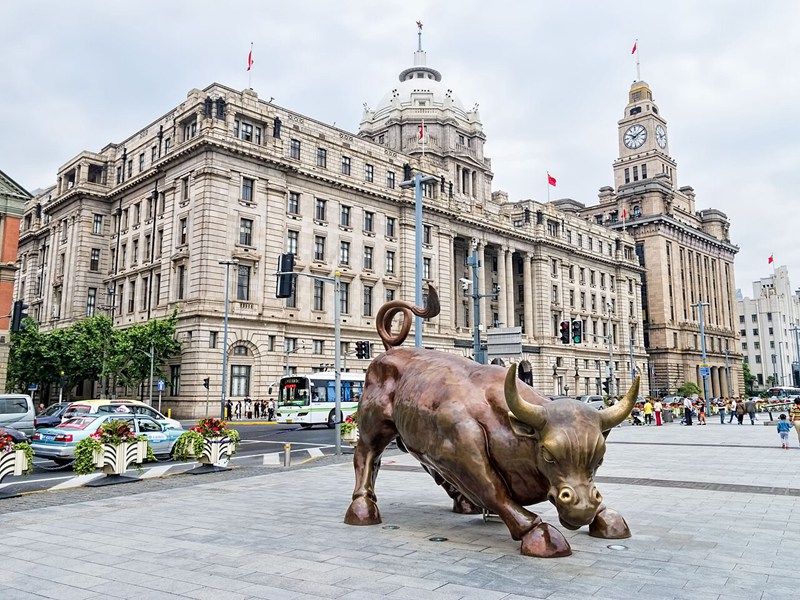 Large Bronze Sculpture Bund Bull BOKK-362 - Charging Bull Statue - 4