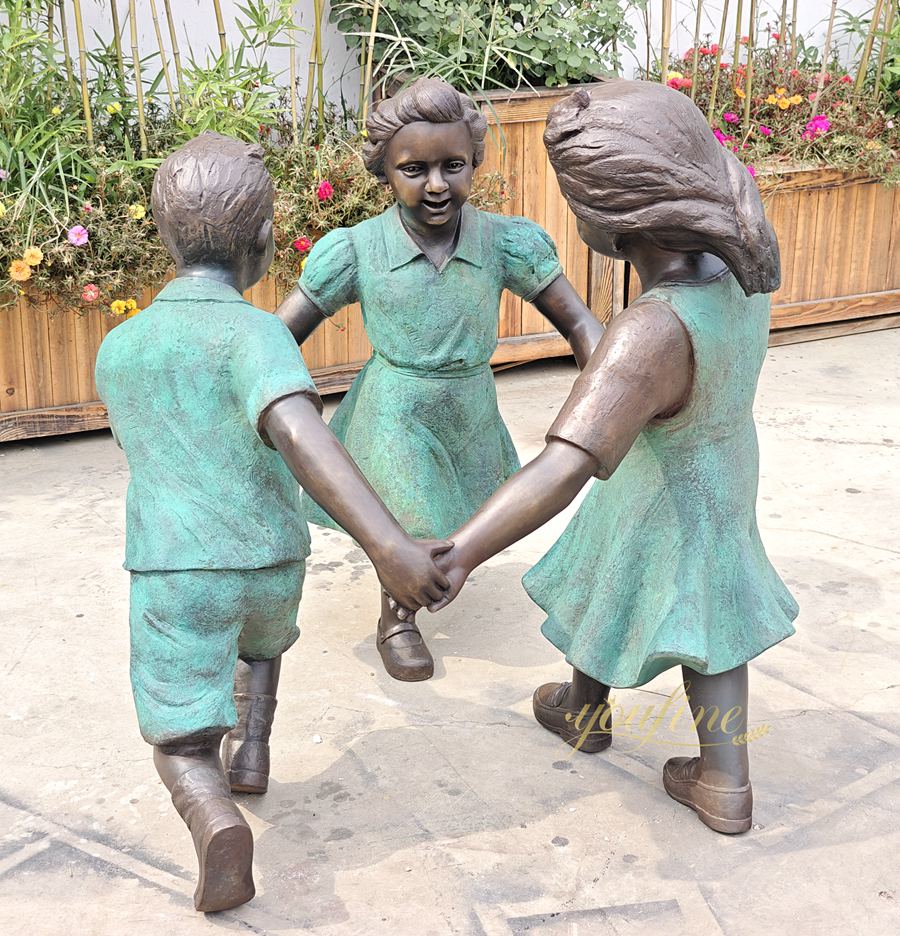 bronze Sculpture of playing children