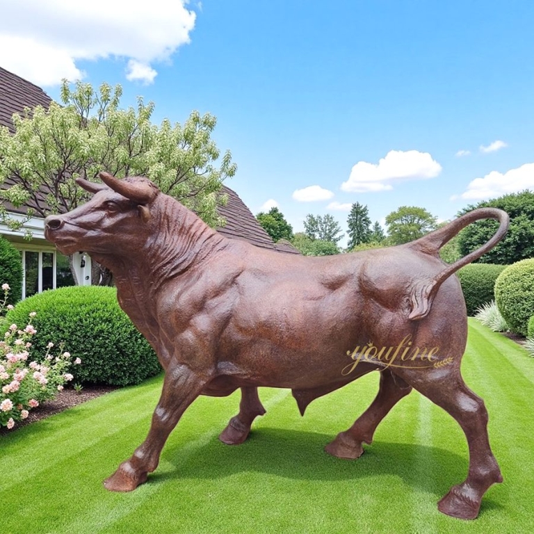 bronze outdoor bull statue