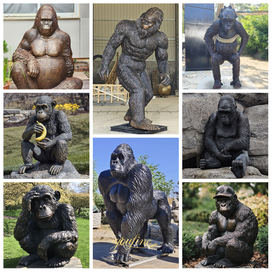 Famous Bronze Life-Size Gorilla Statue for School BOK1-008 - Bronze Monkey Statue - 4