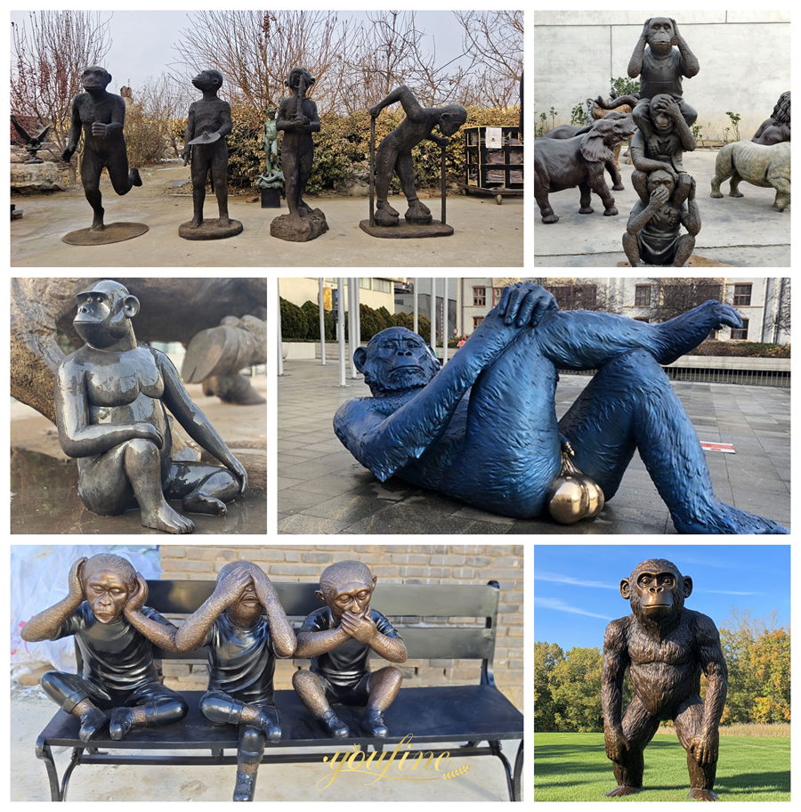 Giant Bronze Golden Monkey Statue BAN-505 - Bronze Monkey Statue - 5