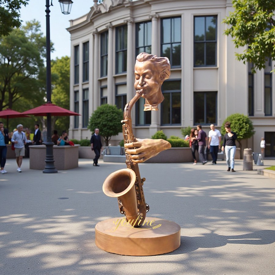 Urban Public Bronze Saxophone Player Statue BSO-037 - Abstract Bronze Sculpture - 4
