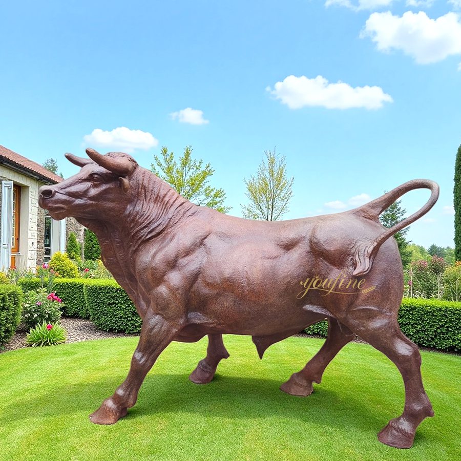 walking bull bronze statue