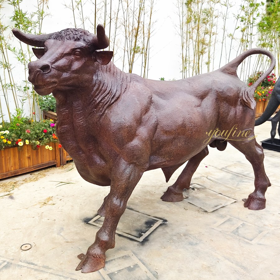 Large Walking Outdoor Bull Statue BOKK-684 - Bronze Bull Sculpture - 7