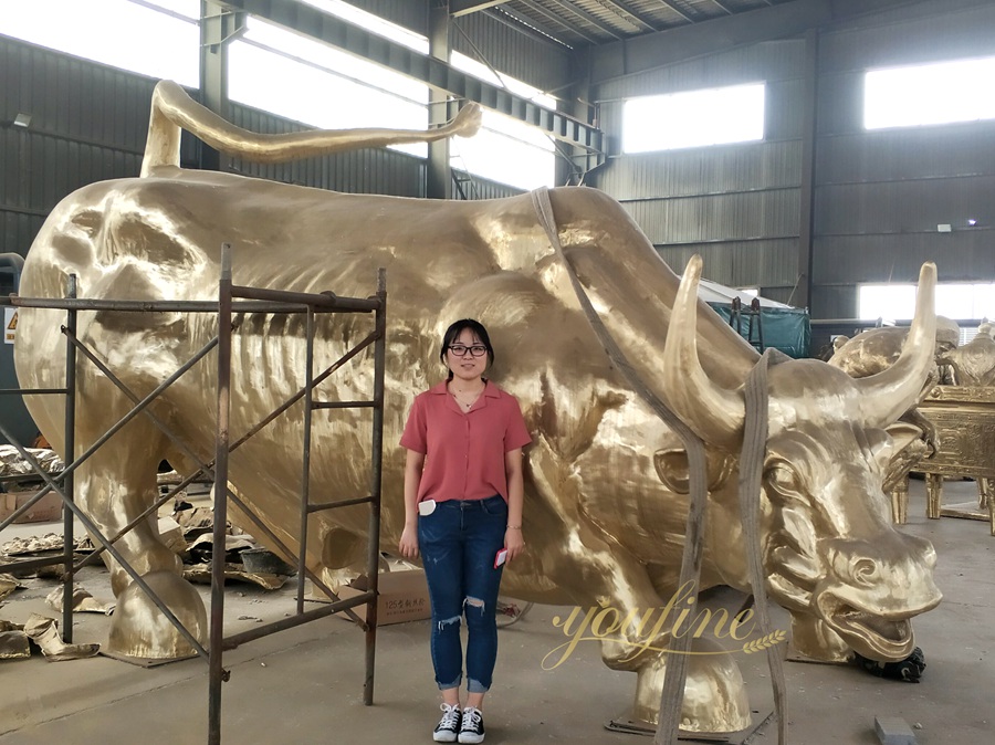 Large Bronze Wall Street Bull Statue for Sale BOKK-529 - Charging Bull Statue - 8