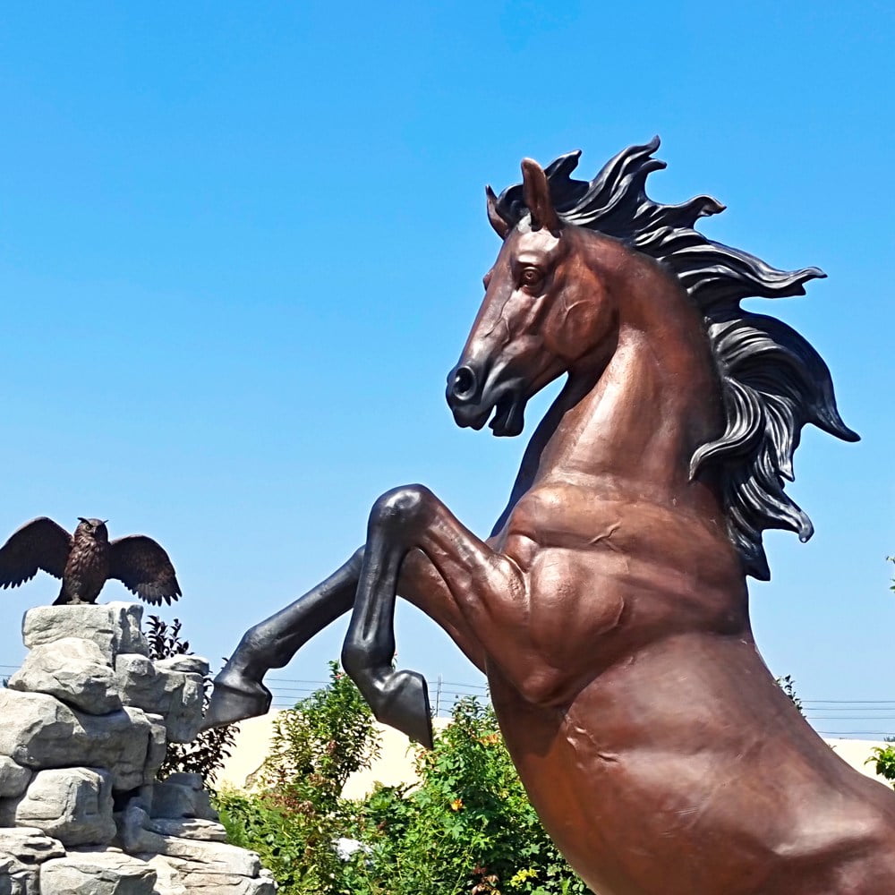 Bronze Rearing Horse Statue detail