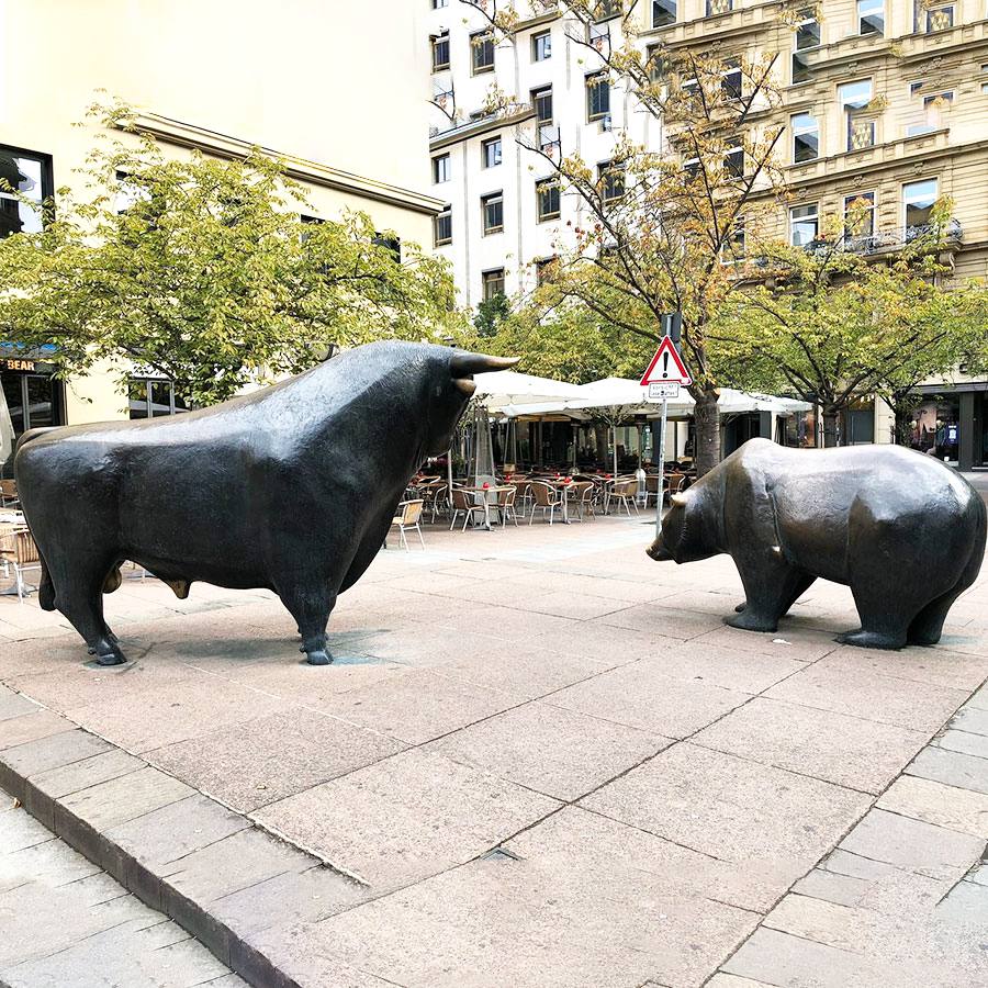 Bronze Wall Street Bull and Bear Statue
