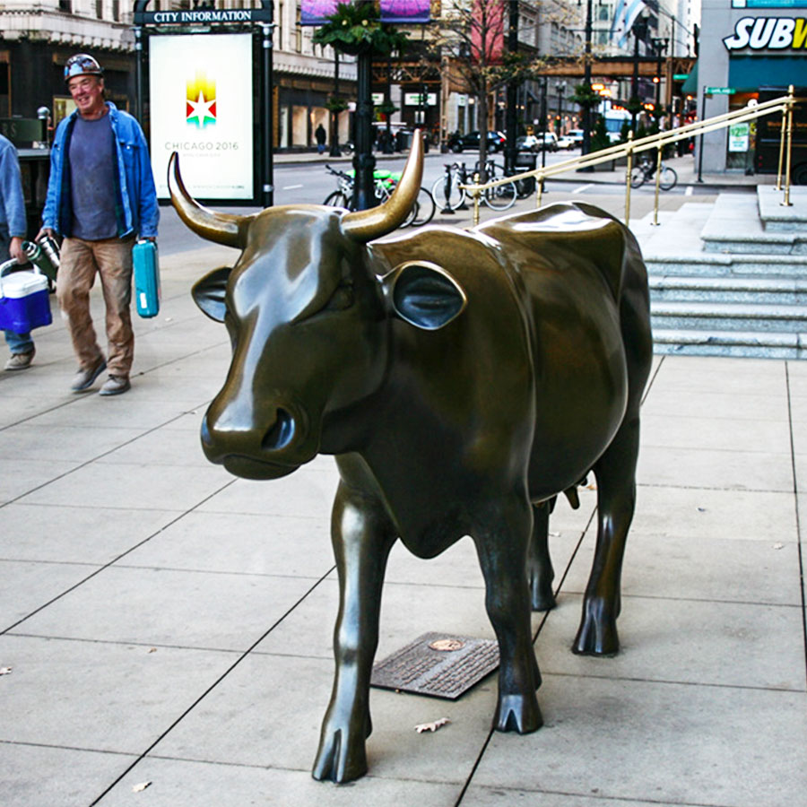 Famous Chicago Bronze Cow Sculpture BAN-507 - Bronze Bull Sculpture - 2