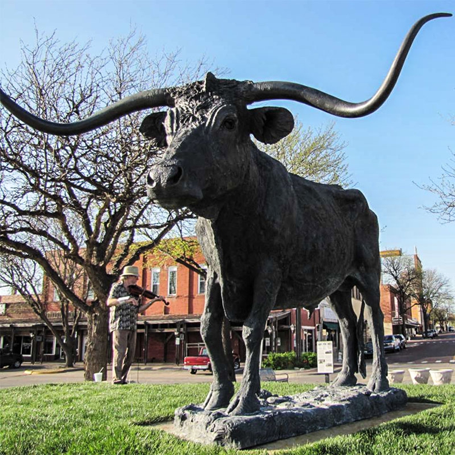 large Lifelike Outdoor Bronze Longhorn Sculpture